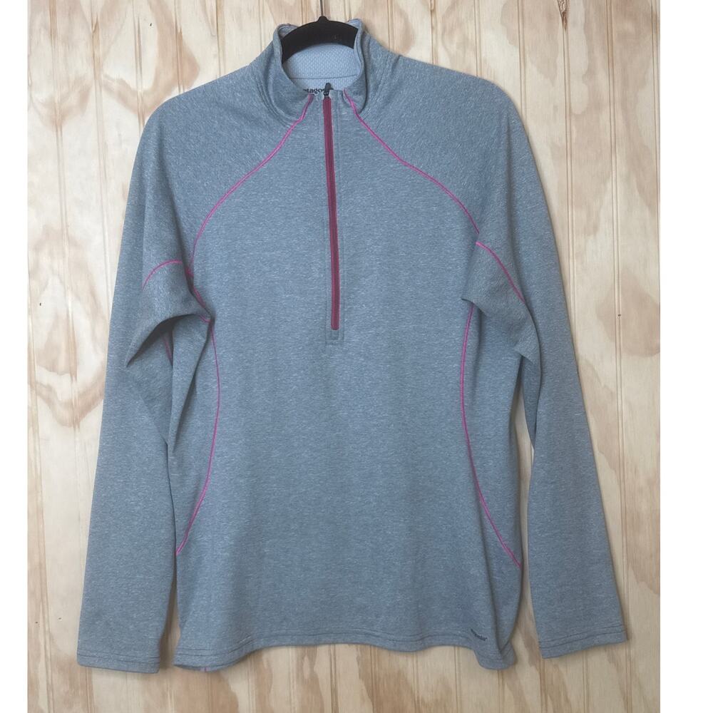 Patagonia Pullover Women Grey Pink Embroidered Trim Size Large